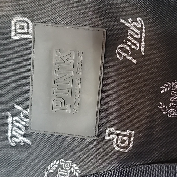 Victoria's Secret PINK Logo Graphic Large Gym Beach Tote Bag Black - Picture 2 of 8